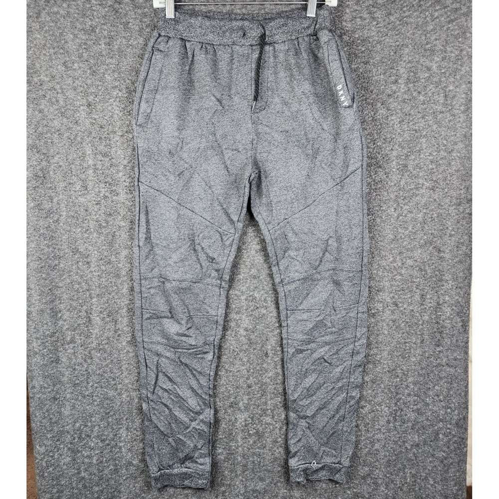DKNY Joggers Mens Large Gray Heathered Fleece Lined Sweatpants Drawstring